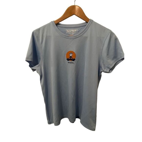 Life is Good Blue Good Tech‎ Yoga Short Sleeve Top - Picture 1 of 3
